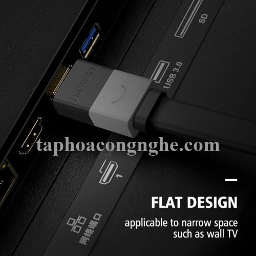 Ugreen 30114 10M màu Đen Cáp tín hiệu HDMI vỏ nhựa PVC cao cấp cáp dẹt HD120 30030114